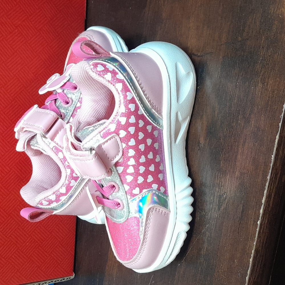 Barbie Toddler 7 Girls Pink Light Up Velcro Sneakers - Picture 4 of 5